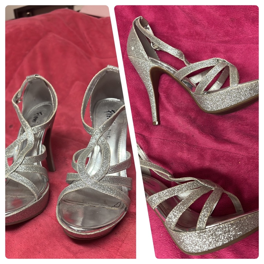 Silver heel sandals size 8.5